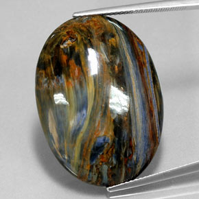 Pietersita multicolorido natural 30,29ct, corte oval, opaco