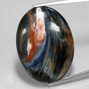 Pietersita multicolorido natural 25,10ct, corte oval, opaco