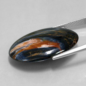 Pietersita multicolorido natural 25,10ct, corte oval, opaco
