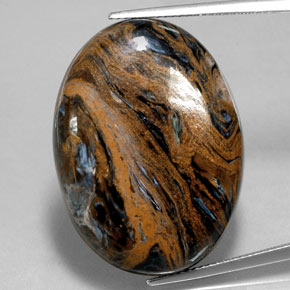 Pietersita multicolorido natural 36,42ct, corte oval, opaco