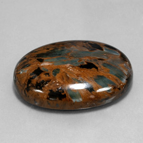 Pietersita multicolorido natural 38,54ct, corte oval, opaco