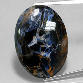 Pietersita multicolorido natural 21,39ct, corte oval, opaco