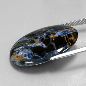 Pietersita multicolorido natural 21,39ct, corte oval, opaco