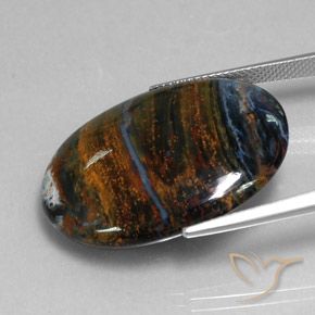Pietersita multicolorido natural 24,09ct, corte oval, opaco