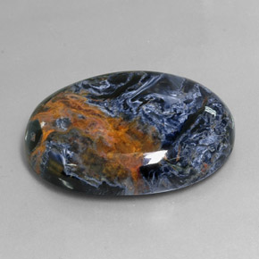 Pietersita multicolorido natural 37,83ct, corte oval, opaco