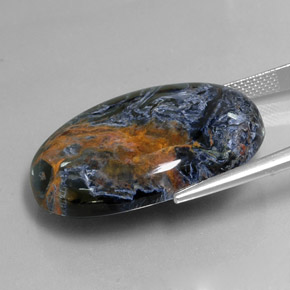 Pietersita multicolorido natural 37,83ct, corte oval, opaco