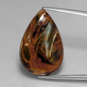 Pietersita multicolorido natural 19,86ct, formato de pêra, opaco