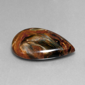 Pietersita multicolorido natural 19,86ct, formato de pêra, opaco