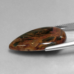 Pietersita multicolorido natural 19,86ct, formato de pêra, opaco