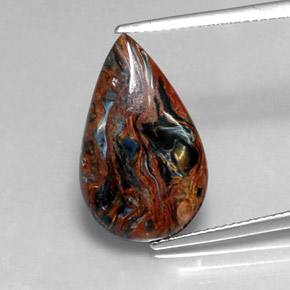 Pietersita multicolorido natural 4,92ct, formato de pêra, opaco