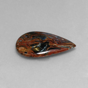 Pietersita multicolorido natural 4,92ct, formato de pêra, opaco