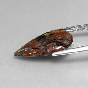 Pietersita multicolorido natural 4,92ct, formato de pêra, opaco