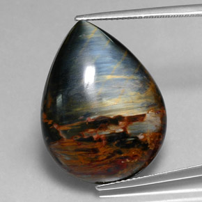 Pietersita multicolorido natural 20,63ct, formato de pêra, opaco