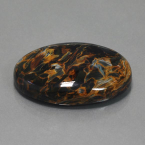 Pietersita azul natural 36,58ct, corte oval, opaco