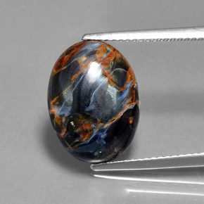 Pietersita multicolorido natural 5,42ct, corte oval, opaco