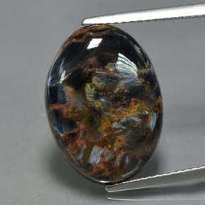 Pietersita multicolorido natural 8,29ct, corte oval, opaco
