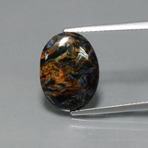 Pietersita multicolorido natural 4,67ct, corte oval, opaco