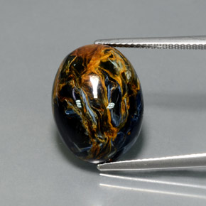 Pietersita multicolorido natural 11,81ct, corte oval, opaco