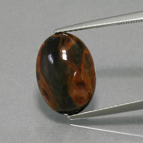 Pietersita multicolorido natural 4,54ct, corte oval, opaco
