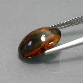 Pietersita multicolorido natural 4,54ct, corte oval, opaco