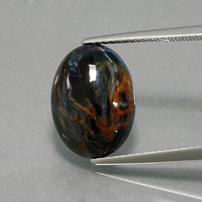 Pietersita multicolorido natural 5,20ct, corte oval, opaco