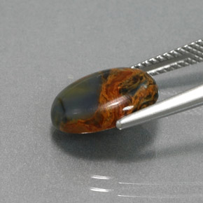 Pietersita multicolorido natural 3,60ct, corte oval, opaco