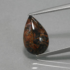 Pietersita multicolorido natural 2,14ct, formato de pêra, opaco
