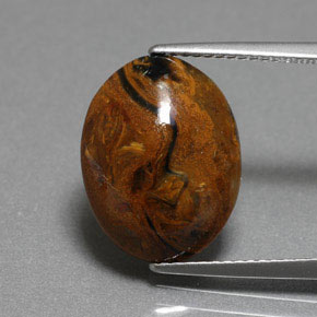 Pietersita multicolorido natural 6,36ct, corte oval, opaco