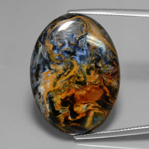 Pietersita multicolorido natural 24,42ct, corte oval, opaco