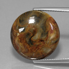 Pietersita multicolorido natural 13,41ct, corte redondo, opaco