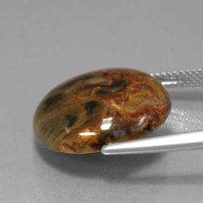 Pietersita multicolorido natural 13,41ct, corte redondo, opaco