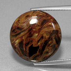 Pietersita multicolorido natural 14,65ct, corte redondo, opaco