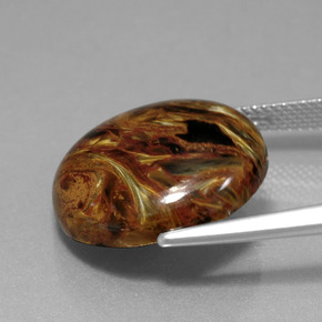 Pietersita multicolorido natural 14,65ct, corte redondo, opaco