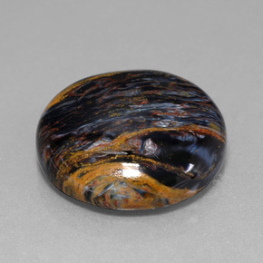 Pietersita multicolorido natural 13,82ct, corte redondo, opaco