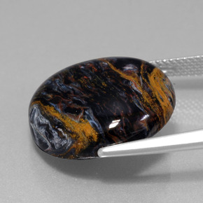 Pietersita multicolorido natural 13,82ct, corte redondo, opaco