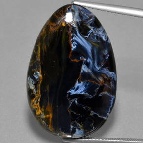 Pietersita multicolorido natural 30,52ct, formato de pêra, opaco