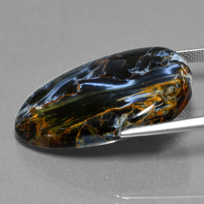Pietersita multicolorido natural 30,52ct, formato de pêra, opaco
