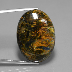 Pietersita multicolorido natural 37,04ct, corte oval, opaco
