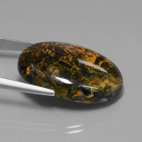 Pietersita multicolorido natural 37,04ct, corte oval, opaco