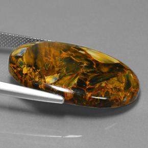 Pietersita multicolorido natural 25,72ct, corte oval, opaco