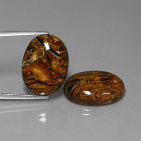 Pedras preciosas de pietersita multicolorido natural de 26,37 ct, corte oval, opaco