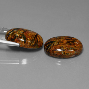 Pedras preciosas de pietersita multicolorido natural de 26,37 ct, corte oval, opaco