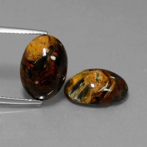 Pedras preciosas de pietersita multicolorido natural de 9,19 ct, corte oval, opaco