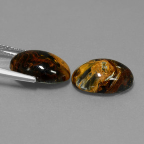 Pedras preciosas de pietersita multicolorido natural de 9,19 ct, corte oval, opaco