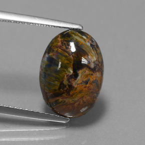 Pietersita multicolorido natural 4,11ct, corte oval, opaco