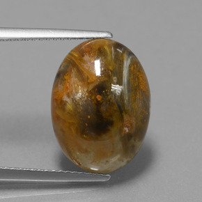 Pietersita multicolorido natural 6,69ct, corte oval, opaco