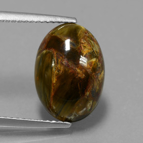 Pietersita multicolorido natural 4,48ct, corte oval, opaco