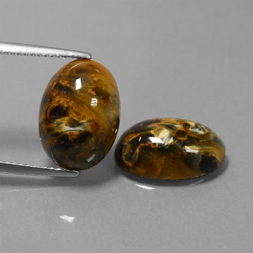Pedras preciosas de pietersita multicolorido natural de 9,38 ct, corte oval, opaco