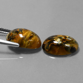 Pedras preciosas de pietersita multicolorido natural de 9,38 ct, corte oval, opaco