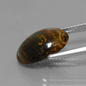 Pietersita multicolorido natural 3,83ct, corte oval, opaco